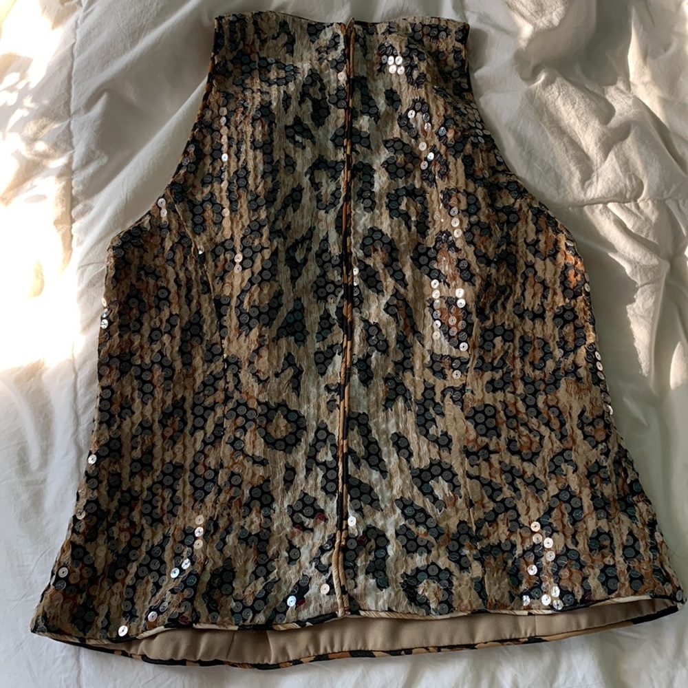 Sequins cheetah print high neck tank top - Picture 4 of 4